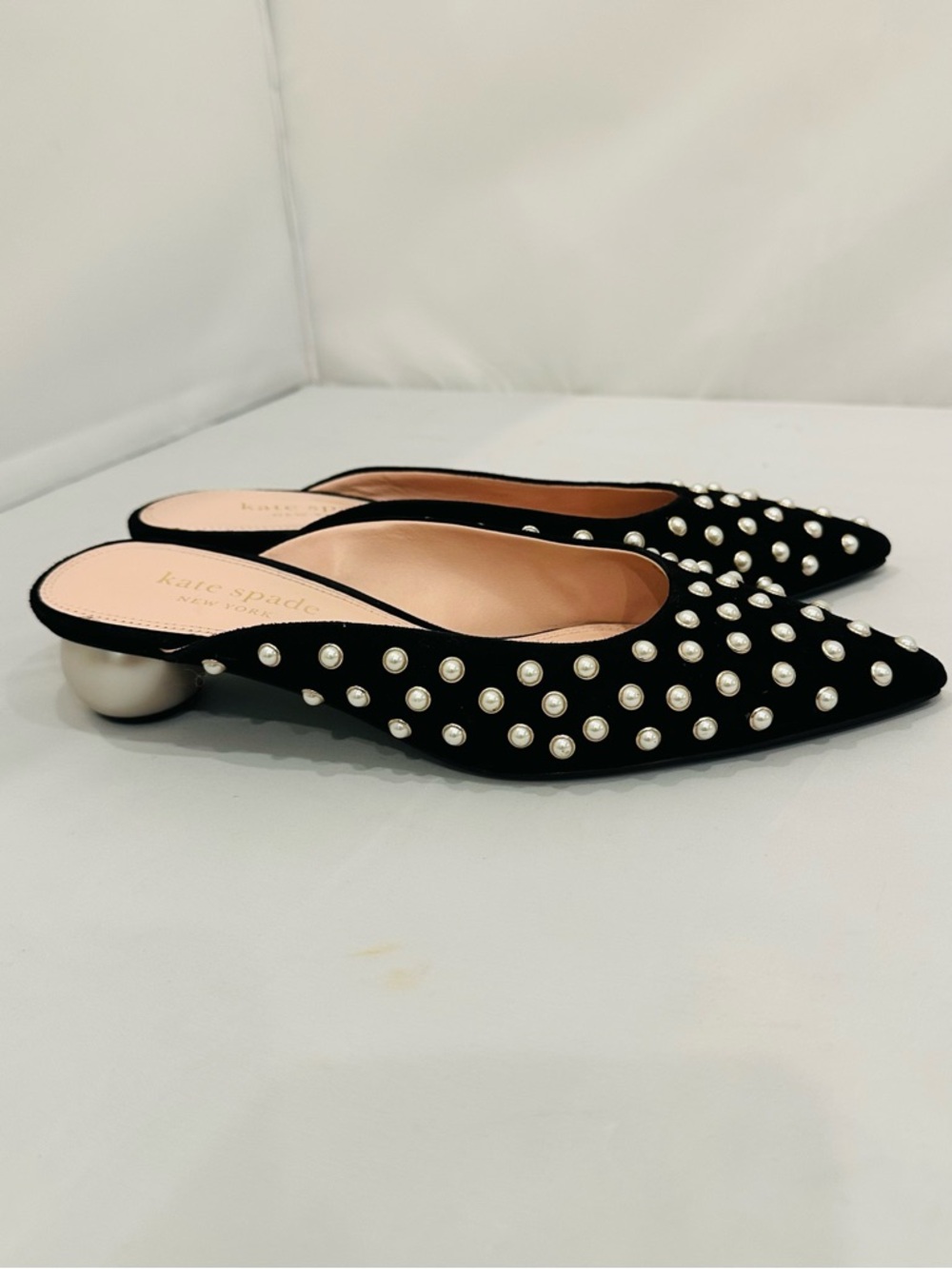 kate spade Black Pearl-Embellished Mules